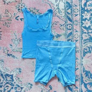 SKIMS Cotton Rib Set in Iris Blue in S